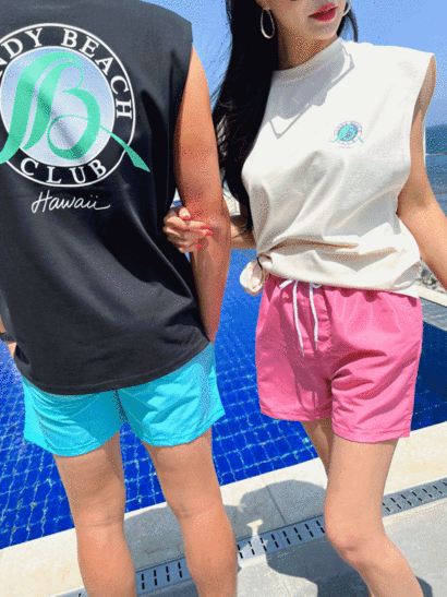 [남녀공용] 비비드 비치웨어 스윔팬츠 커플 수영복 반바지 21color