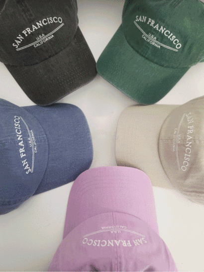 남녀공용 피그먼트 프란 레터링 자수 볼캡 커플 모자 5color